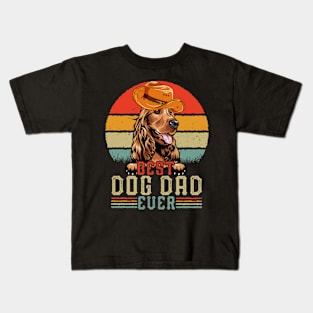 Vintage Best Dog Dad Ever Retro Headband Funny Father's Day Kids T-Shirt